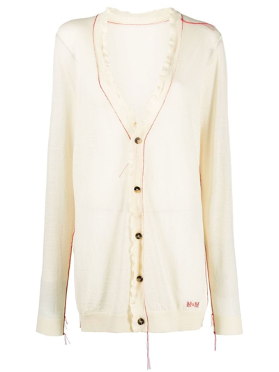 Shop Maison Margiela Embroidered Cardigan In Nude & Neutrals