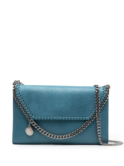 Shop Stella Mccartney Falabella Mini Shoulder Bag In Blue