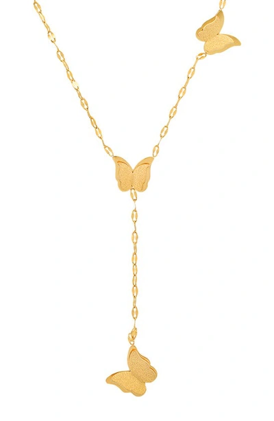 Shop Hmy Jewelry Butterfly Mariner Chain Y-necklace In Yellow