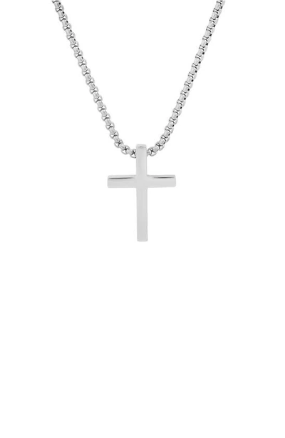 Shop Hmy Jewelry Stainless Steel Cross Pendant Necklace In Metallic