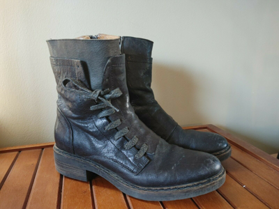 Alberto Fermani Women's Size 39 Boot Black Leather Side Lace Zip | ModeSens