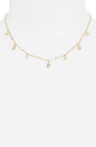 Shop Luv Aj Crystal Charm Station Necklace In Gold
