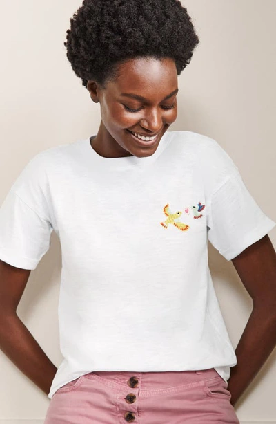 Shop Boden Turn Up Graphic Tee In Bird Embroidery