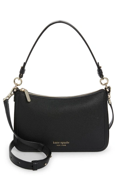 Shop Kate Spade Hudson Pebbled Leather Medium Shoulder Bag In Black