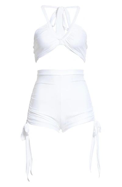 Shop House Of Aama High Waist Two-piece Swimsuit In White