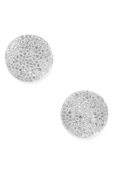 Ippolita Sterling Silver Stardust Diamond Pave Medium Disc Stud Earrings In Silver