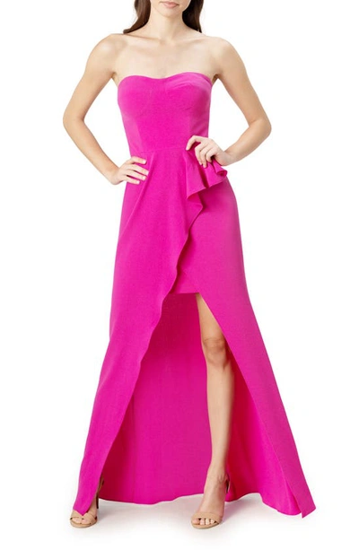 Shop Dress The Population Kai Strapless Gown In Fuchsia