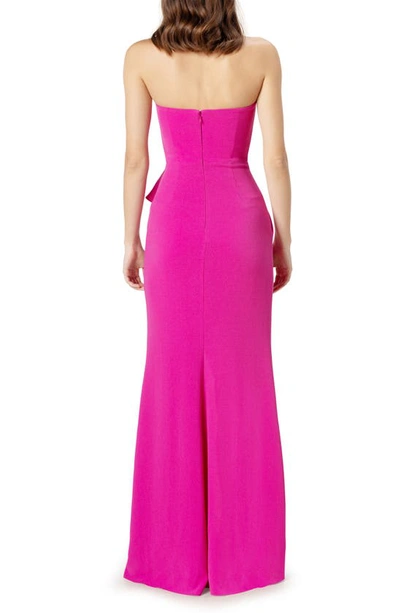 Dress The Population Kai Sweetheart Drape-front Gown In Fuchsia