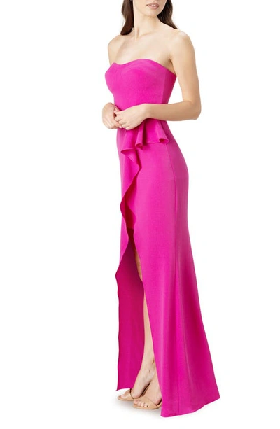 Dress The Population Kai Sweetheart Drape-front Gown In Fuchsia