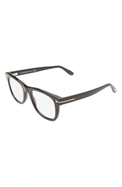 Shop Tom Ford 55mm Square Blue Light Blocking Reading Glasses In Shiny Black/ Blue Block