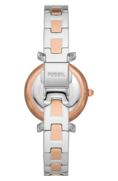 Shop Fossil Carlie Sport Mini Bracelet Watch, 28mm In Two-tone
