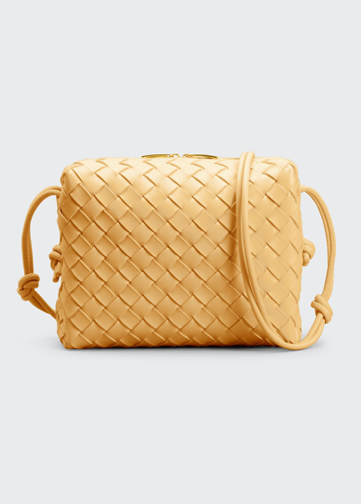 Shop Bottega Veneta Loop Small Intrecciato Napa Shoulder Bag In Almond