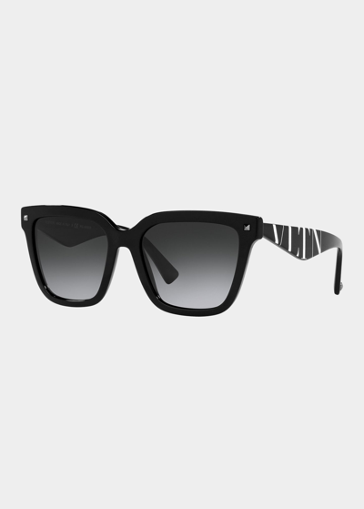 Shop Valentino Rockstud Square Acetate Sunglasses