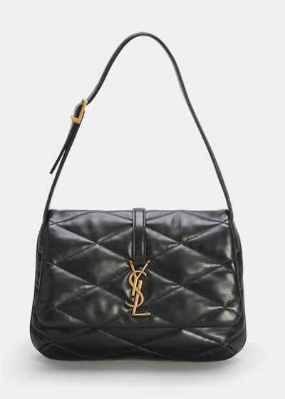 Shop Saint Laurent Le 57 Flap Ysl Shoulder Bag In Quilted Leather In Nero