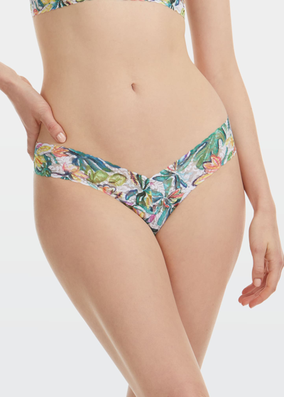 Shop Hanky Panky Printed Low-rise Signature Lace Thong In Palm Springs