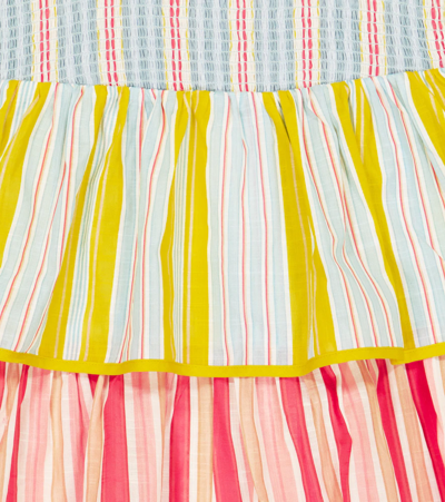 Shop Zimmermann Pattie Striped Shirred Cotton Dress In Multi Stripe