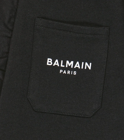 Balmain Ruffle-trimmed Jersey Sweatpants In 930bc-nero/bianco