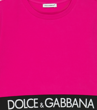 Dolce & Gabbana Little Girl's & Girl's Logo Tape Cropped T-shirt In Plum