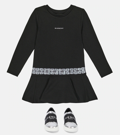 Shop Givenchy 4g Cotton-blend Dress In Black