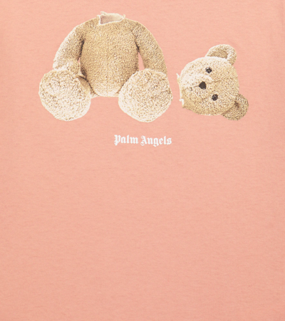 Shop Palm Angels Bear Cotton T-shirt In Pink Brown