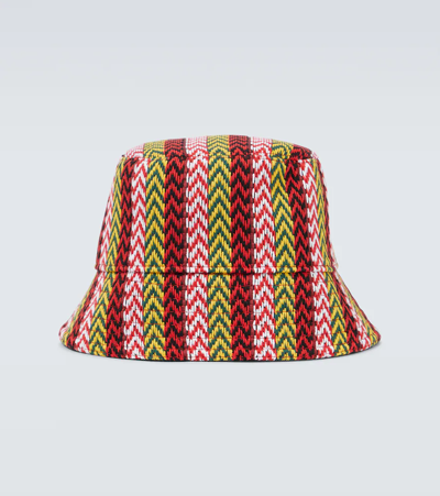 Shop Lanvin Chevron Bucket Hat In Black/multicolour