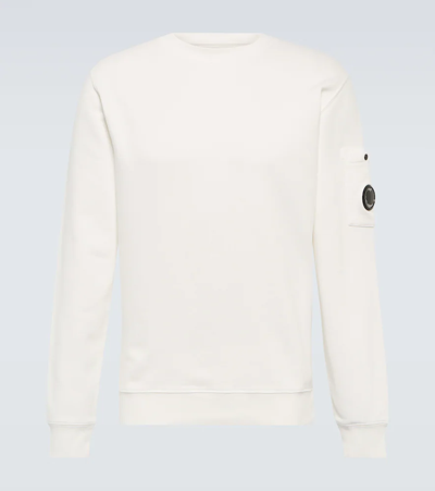 Shop C.p. Company Cotton Fleece Sweatshirt In Gauze White