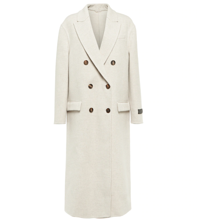 Shop Brunello Cucinelli Cashmere Coat In Grigio Chiaro