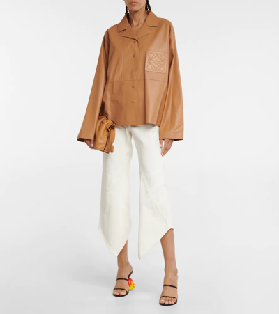 Shop Loewe Anagram Leather Jacket In Toffee