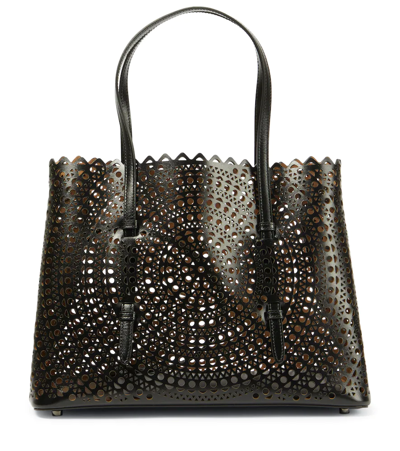 Shop Alaïa Le Mina 32 New Vienne Leather Tote Bag In Black