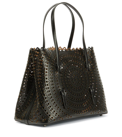 Shop Alaïa Le Mina 32 New Vienne Leather Tote Bag In Black