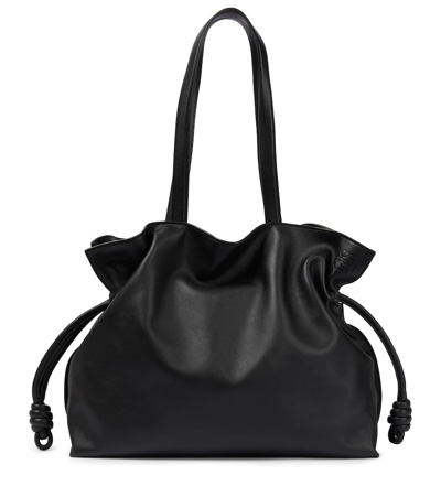 Shop Loewe Flamenco Large Leather Shoulder Bag In Black