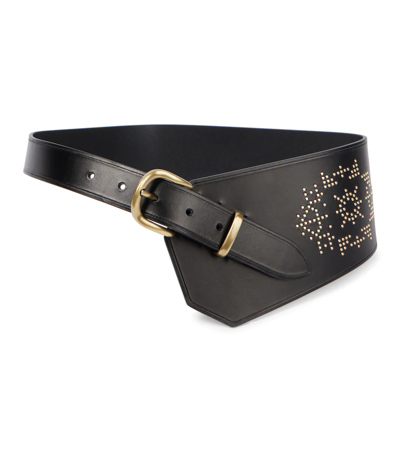 Shop Isabel Marant Belly Asymmetric Leather Belt In Black