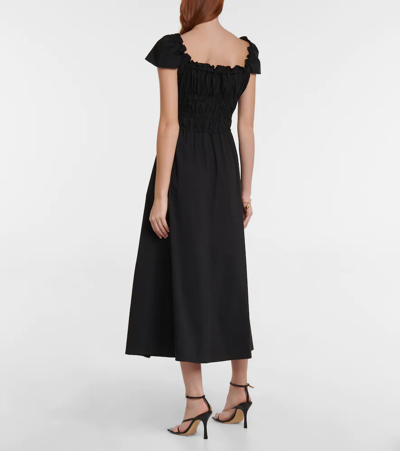 Shop Altuzarra Shirred Cotton-blend Maxi Dress In Black