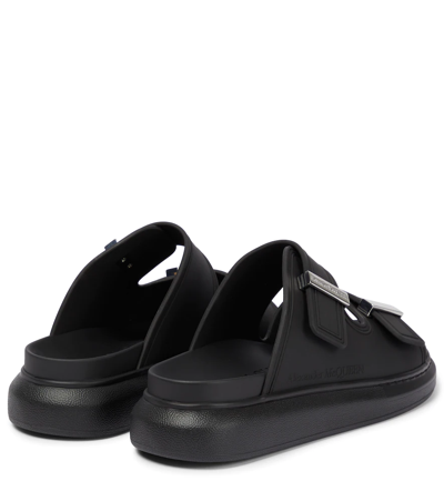 Shop Alexander Mcqueen Rubber Slides In Black Silver