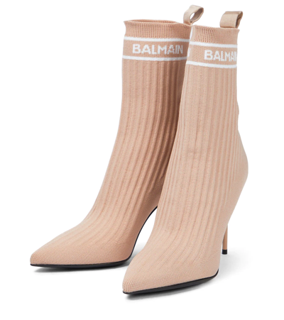 Shop Balmain Skye Sock Boots In Beige
