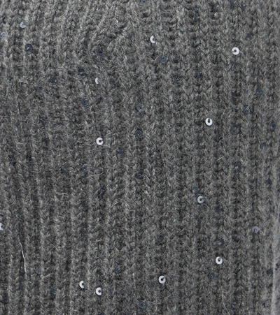 Brunello Cucinelli Sequined Cashmere And Silk Snood In Piombo