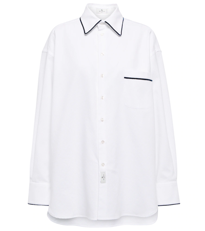 Shop Etro Cotton Piqué Shirt In Bianco