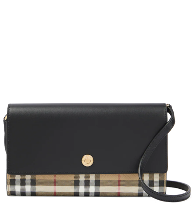 Burberry Hannah Checked Wallet On Chain In Brown | ModeSens