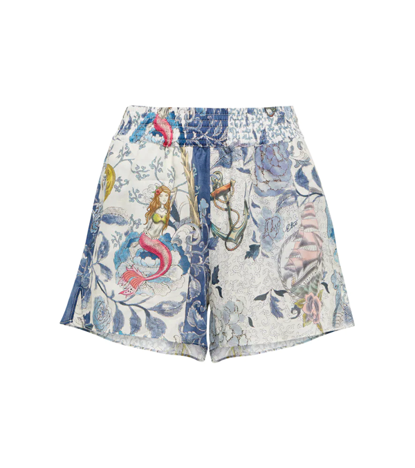 Shorts In Ramie With Old School Tattoo Print