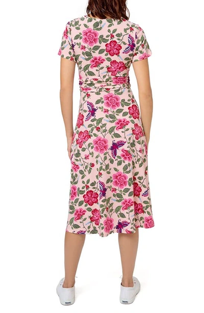 Shop Leota Amiya Floral Midi Dress In Ftpb - Flutter Pearl Blush