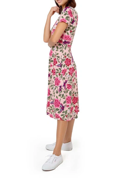 Shop Leota Amiya Floral Midi Dress In Ftpb - Flutter Pearl Blush