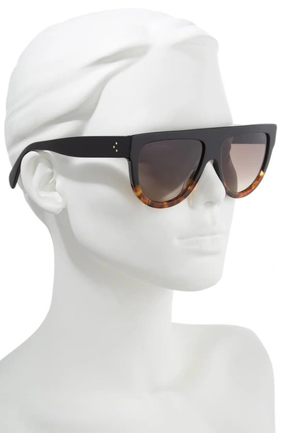 Shop Celine Flat Top Sunglasses In Black/ Havana/ Smoke
