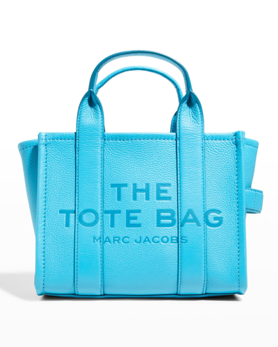 Shop Marc Jacobs Traveler Mini Logo Leather Tote Bag In Barrier Reef