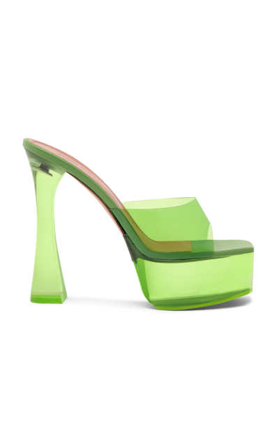 Shop Amina Muaddi Dalida Pvc Platform Sandals In Green