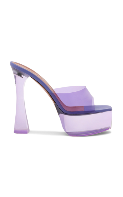 Shop Amina Muaddi Dalida Pvc Platform Sandals In Purple