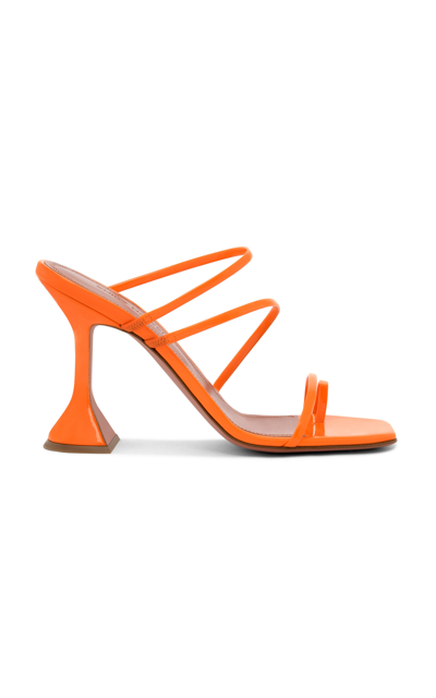 Shop Amina Muaddi Naima Patent Leather Sandals In Orange