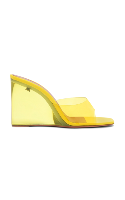 Shop Amina Muaddi Lupita Pvc Wedge Sandals In Yellow