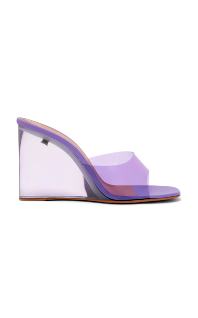 Shop Amina Muaddi Lupita Pvc Wedge Sandals In Purple