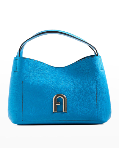 Shop Furla Primula Leather Top-handle Hobo Bag In Ciano