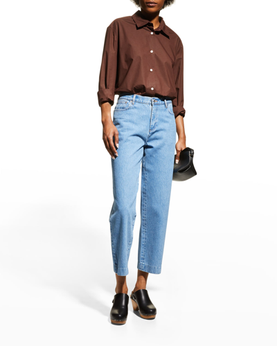 Shop Apc Sailor Wide Cropped Jeans In Iaa - Blue